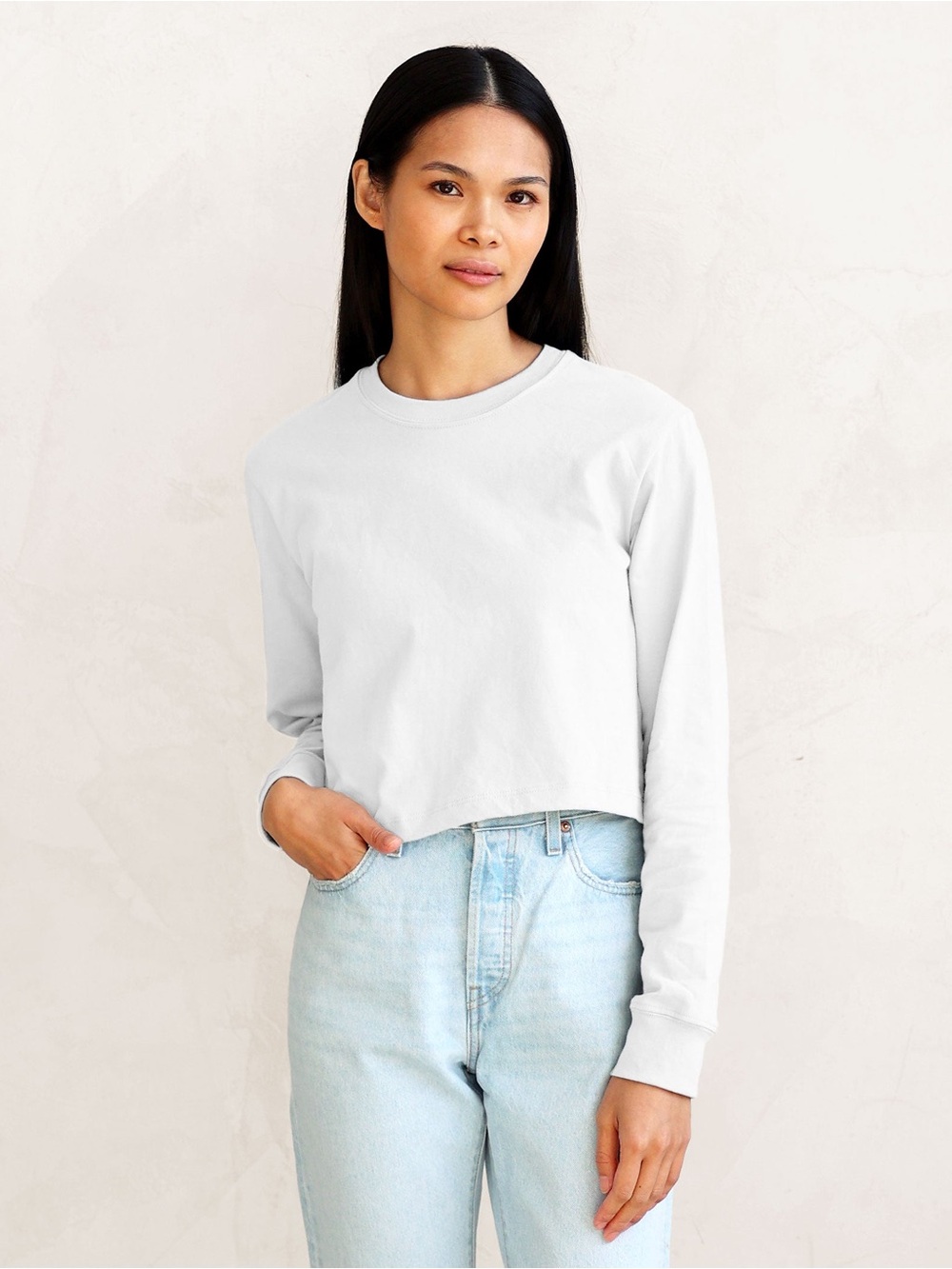 Province of Canada Long Sleeve Crop White T-shirt Size Small